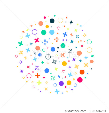 A background with colorful shapes of various sizes as a pattern. A background with colorful shapes of various sizes as a pattern. 105386791