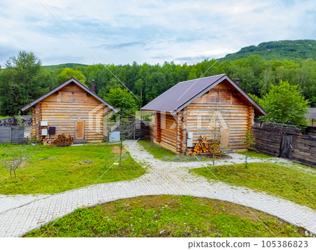 The ski base is in autumn. The ski base is in autumn. 105386823