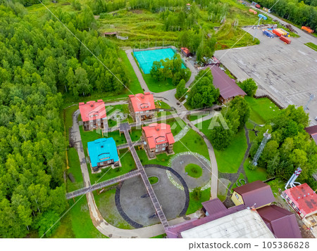 The ski base is in autumn. The ski base is in autumn. 105386828