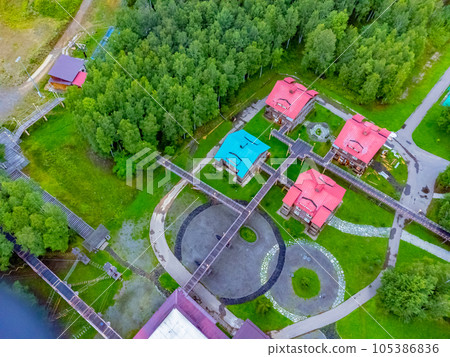 The ski base is in autumn. The ski base is in autumn. 105386836