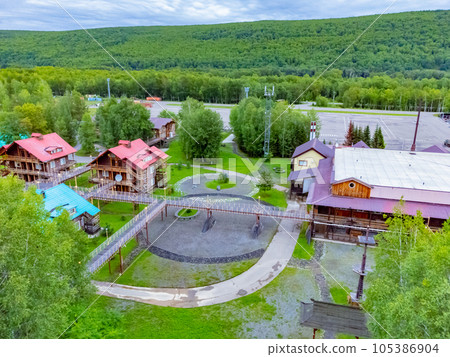 The ski base is in autumn. The ski base is in autumn. 105386904