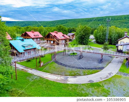 The ski base is in autumn. The ski base is in autumn. 105386905