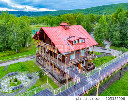 The ski base is in autumn. The ski base is in autumn. 105386906