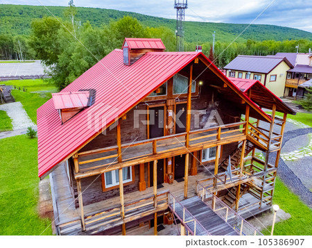 The ski base is in autumn. The ski base is in autumn. 105386907