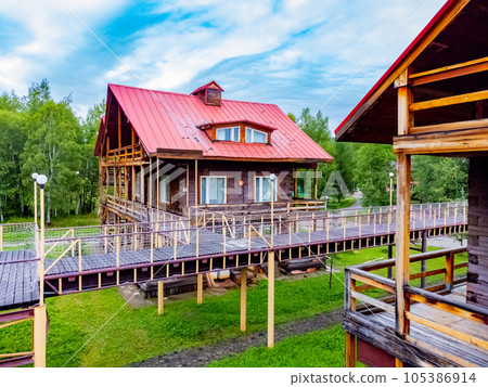 The ski base is in autumn. The ski base is in autumn. 105386914