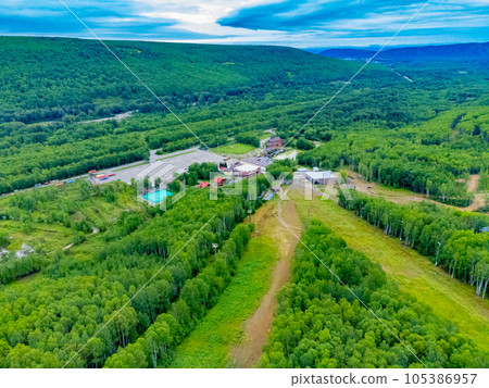 The ski base is in autumn. The ski base is in autumn. 105386957