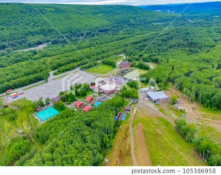 The ski base is in autumn. The ski base is in autumn. 105386958
