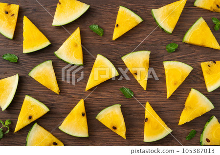 watermelon koyu yellow top view pattern Yellow watermelon スイカ yellow yellow watermelon yellow flesh watermelon watermelon koyu yellow top view pattern Yellow watermelon スイカ yellow yellow watermelon yellow flesh watermelon 105387013