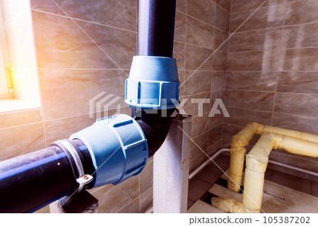 Pressure sensor in an industrial boiler room. Barometer in the heating system. Close-up. Pressure sensor in an industrial boiler room. Barometer in the heating system. Close-up. 105387202