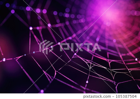 The spider web with water drops, close up. AI generated The spider web with water drops, close up. AI generated 105387504