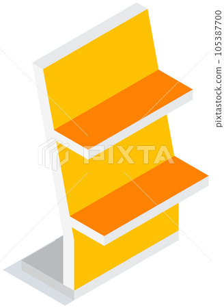 Trading equipment empty shelves for goods. Store furniture with free space for products display Trading equipment empty shelves for goods. Store furniture with free space for products display 105387700