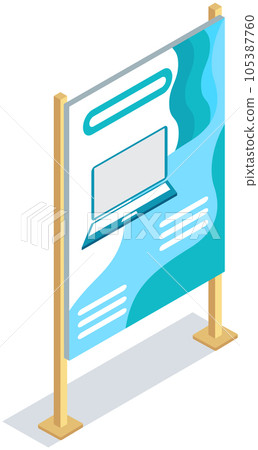 Advertising stand, announcement street sandwich board, exhibition isolated on white background Advertising stand, announcement street sandwich board, exhibition isolated on white background 105387760