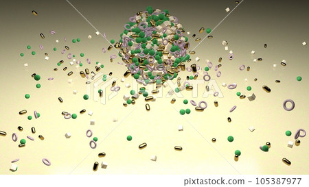 Abstract 3D image awash in captivating shades of green yellow Abstract 3D image awash in captivating shades of green yellow 105387977