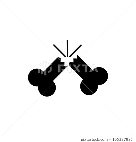 Broken bone icon. Vector clipart and drawing. Isolated illustration on white background. Broken bone icon. Vector clipart and drawing. Isolated illustration on white background. 105387985