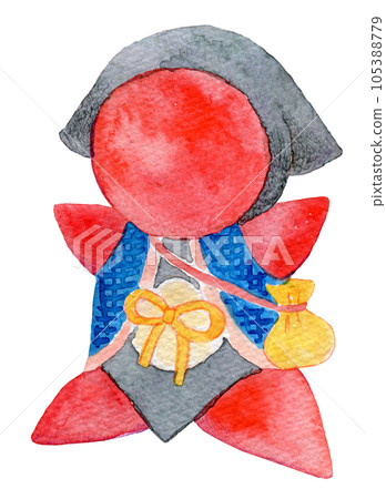 Sarubobo folk toy watercolor illustration 105388779