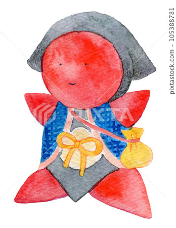 Sarubobo folk toy watercolor illustration 105388781