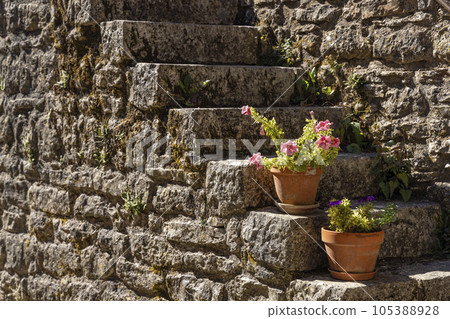 View of the medieval village of La Couvertoirade in Larzac, Aveyron, France View of the medieval village of La Couvertoirade in Larzac, Aveyron, France 105388928
