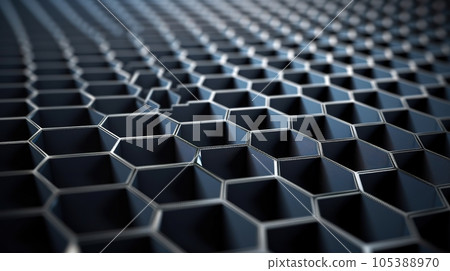 Graphene honeycomb patch seen through a microscope. 105388970