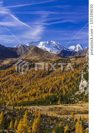 Landscape near Livinallongo del Col di Lana and Valparola Pass, Dolomites Alps, South Tyrol, Italy Landscape near Livinallongo del Col di Lana and Valparola Pass, Dolomites Alps, South Tyrol, Italy 105389030
