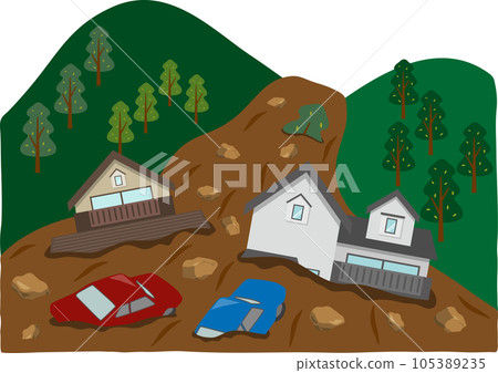 Houses damaged by landslides Houses damaged by landslides 105389235