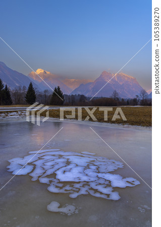 Winter landscape near village Bovec, Triglavski national park, Slovenia 105389270
