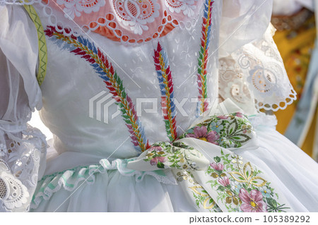 Detail of folk costume, Rakvice, Southern Moravia, Czech Republic 105389292