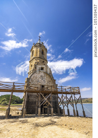 swamped church of San Roque near Villanueva de las Rozas, Cantabria, Spain swamped church of San Roque near Villanueva de las Rozas, Cantabria, Spain 105389437