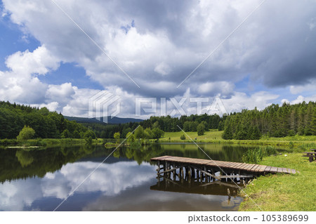 Pond near Poniatow Rudawa, Orlicke mountains, Okres Kladzko, Poland Pond near Poniatow Rudawa, Orlicke mountains, Okres Kladzko, Poland 105389699
