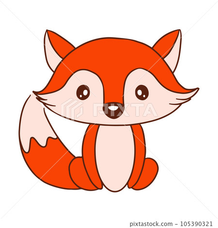 cute red fox sitting. Vector Flat cartoon character. 105390321