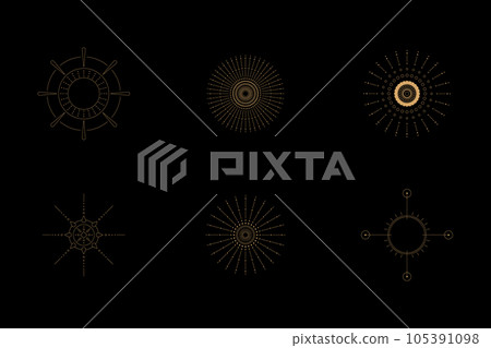 Abstract celestial line art. Minimal boho linear symbols. Celestial mystic element. Vector line art illustration. Abstract celestial line art. Minimal boho linear symbols. Celestial mystic element. Vector line art illustration. 105391098