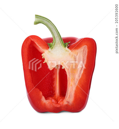 Cut red bell pepper isolated on white 105391600
