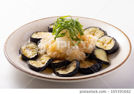 Grilled eggplant with grated ponzu sauce Grilled eggplant with grated ponzu sauce 105391682