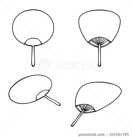 Black and white fan illustration set Black and white fan illustration set 105391765