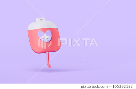 3d blood bag isolated on purple background. 3d render illustration 3d blood bag isolated on purple background. 3d render illustration 105392182