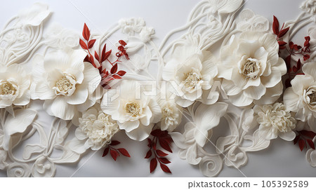 白色蕾絲編織布的背景圖像 105392589