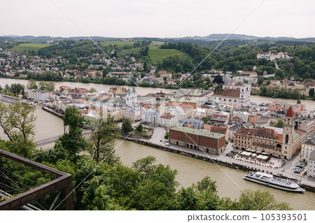 A beautiful authentic city located between three rivers in a medieval baroque style 105393501
