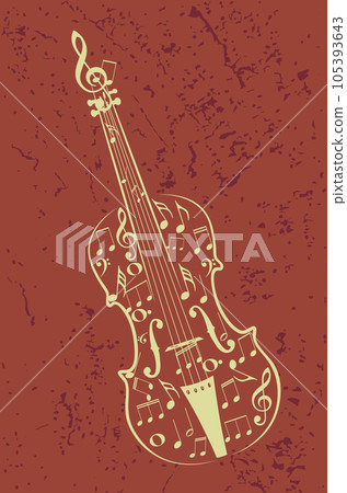 Violin with music notes and splatters Violin with music notes and splatters 105393643