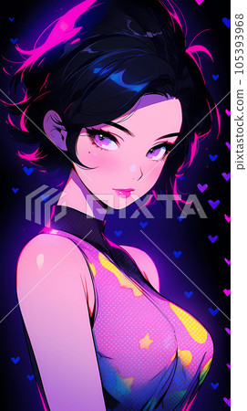 手绘卡通动漫唯美的可爱的泳装女孩插画 105393968