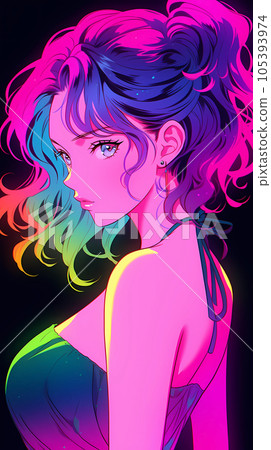 手绘卡通动漫唯美的可爱的泳装女孩插画 105393974