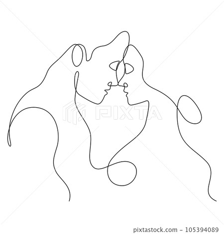couple in nose to nose pose romantic emotion in continuous line drawing couple in nose to nose pose romantic emotion in continuous line drawing 105394089