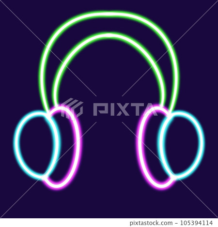 neon headphones glowing desktop icon, gamer neon sticker, musician neon figure, glowing figure, neon geometrical figures  105394114
