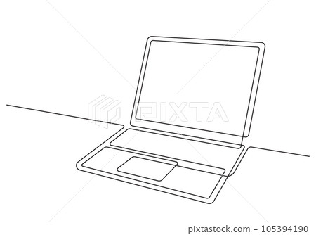 Minimalism one line Laptop on Desk vector.Diagonal View.Modern Art. Minimalism one line Laptop on Desk vector.Diagonal View.Modern Art. 105394190