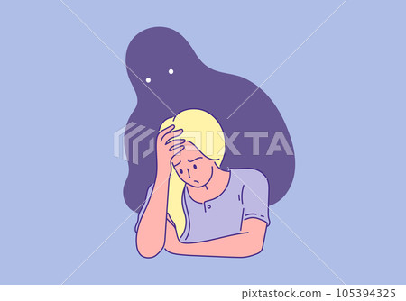 suffering female outline illustration.mental health and illness conceptual suffering female outline illustration.mental health and illness conceptual 105394325