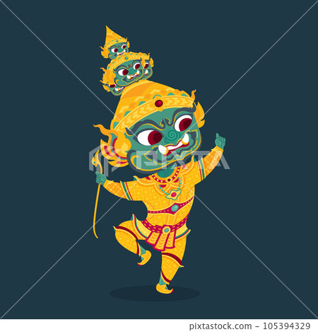 yak : thai traditional giant character design cultural art performance flat color 105394329