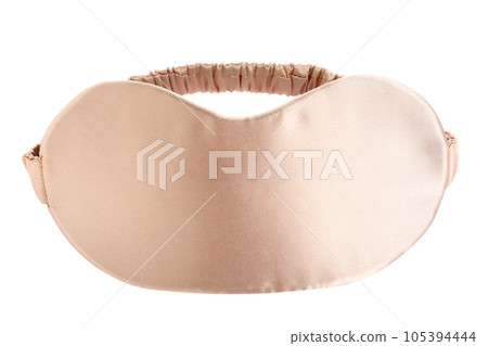 Beige sleeping mask isolated on white. Bedtime accessory 105394444