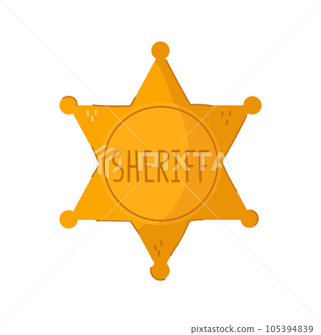 Cute cartoon style golden sheriff badge. 105394839