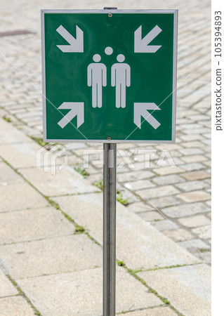 Sign gathering place for in a safe place Sign gathering place for in a safe place 105394893
