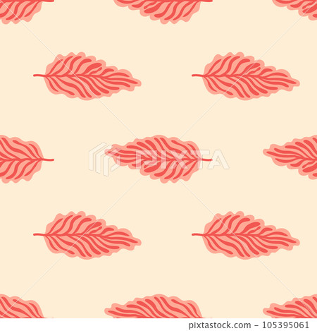 Abstract autumn leaves seamless pattern. Simple botanical leaf background. Abstract autumn leaves seamless pattern. Simple botanical leaf background. 105395061