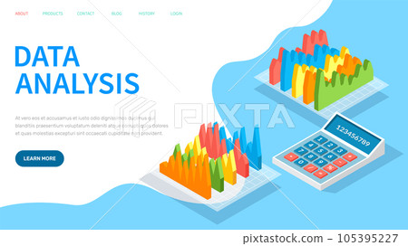 Analyze statistical indicators, business data. Work with marketing research. Data analysis isometric 105395227
