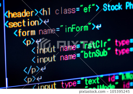 Image of HTML coding, WEB system development, markup language Image of HTML coding, WEB system development, markup language 105395245